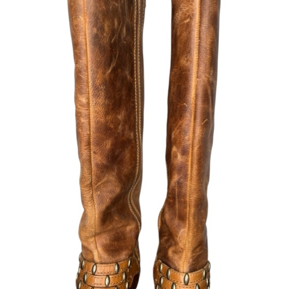Antonio Melani Boots Distressed Cowboy Equestrian Leather Western Brown 9.5 - Picture 8 of 15